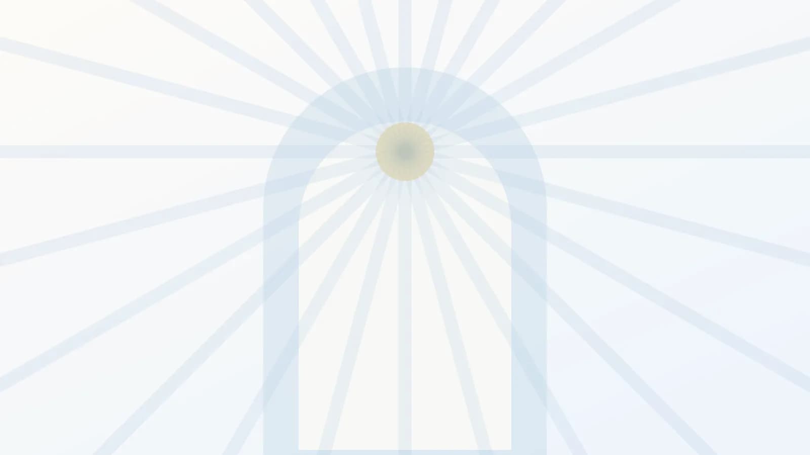 A pale chapel arch filled with light, in blue and gold.